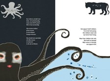 Twee pagina's uit het boek: inktvis en jaguar