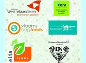 Logo's van instanties die 'Rare snuiters' steunen: Gelijke Kansen, Vlaamse overheid, West-Vlaanderen, Cera, vlaamsoogfonds, Luisterpuntbibliotheek, Elia Fonds, Drukarnia Narodowa