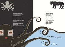 A double page from the book: octopus and jaguar