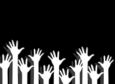 Omhooggestoken handen, symbool van onze vrijwilligers