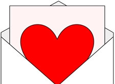 Groot rood hart in witte envelop