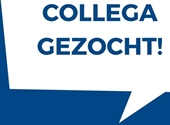 Tekstballon: 'COLLEGA GEZOCHT!'